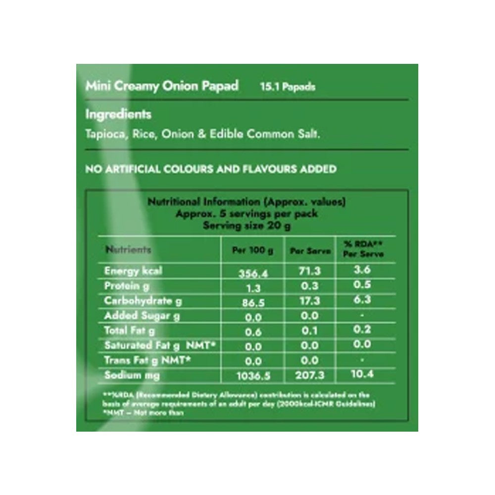 Sweet Karam Coffee Mini Creamy Onion Papad - Pack of 2 : 2 x 100 g