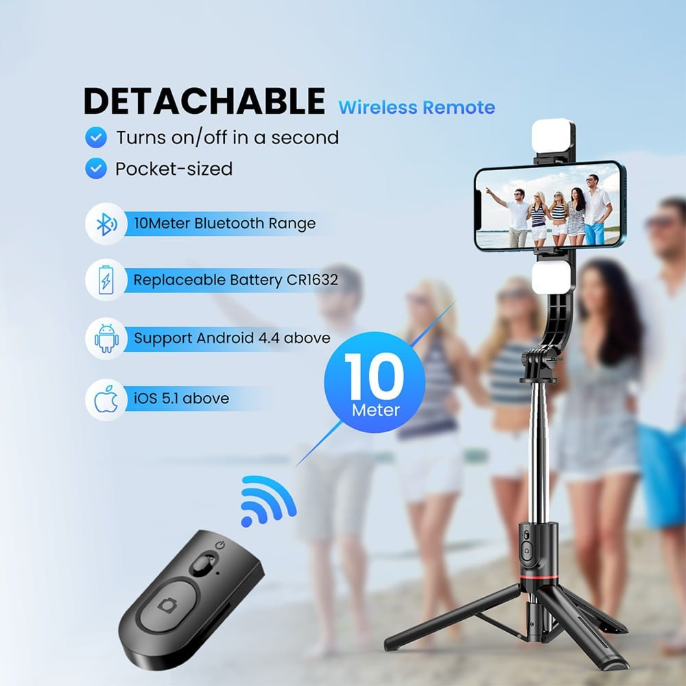 Portronics Lumistick Smart Selfie Stick with 360 Degree Rotation (Black) : 1 unit