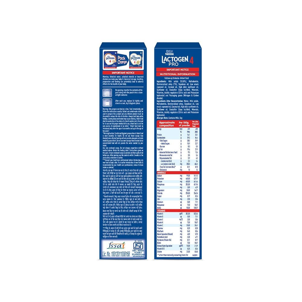 Nestle Lactogen Pro 4 Follow up Formula (After 18 Months Up to 24 Months) : 400 g