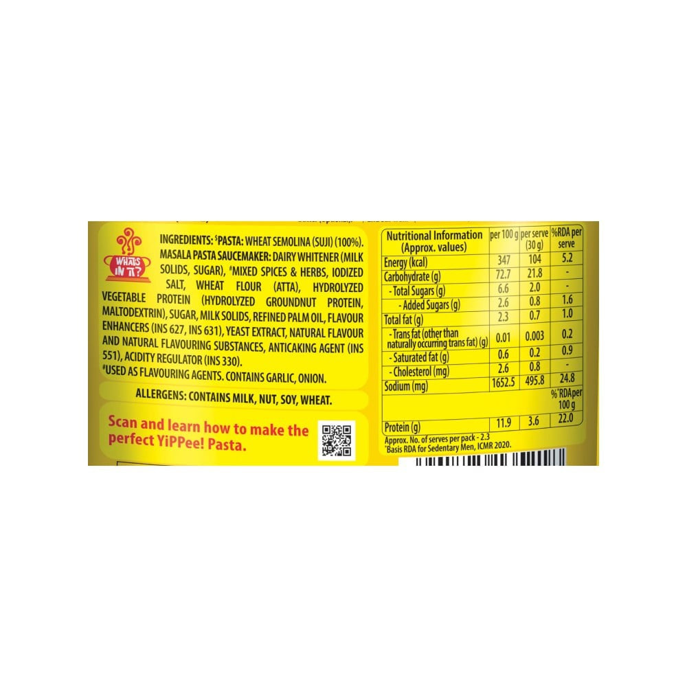 Sunfeast Yipee Instant Pasta Treat - Masala : 65 g