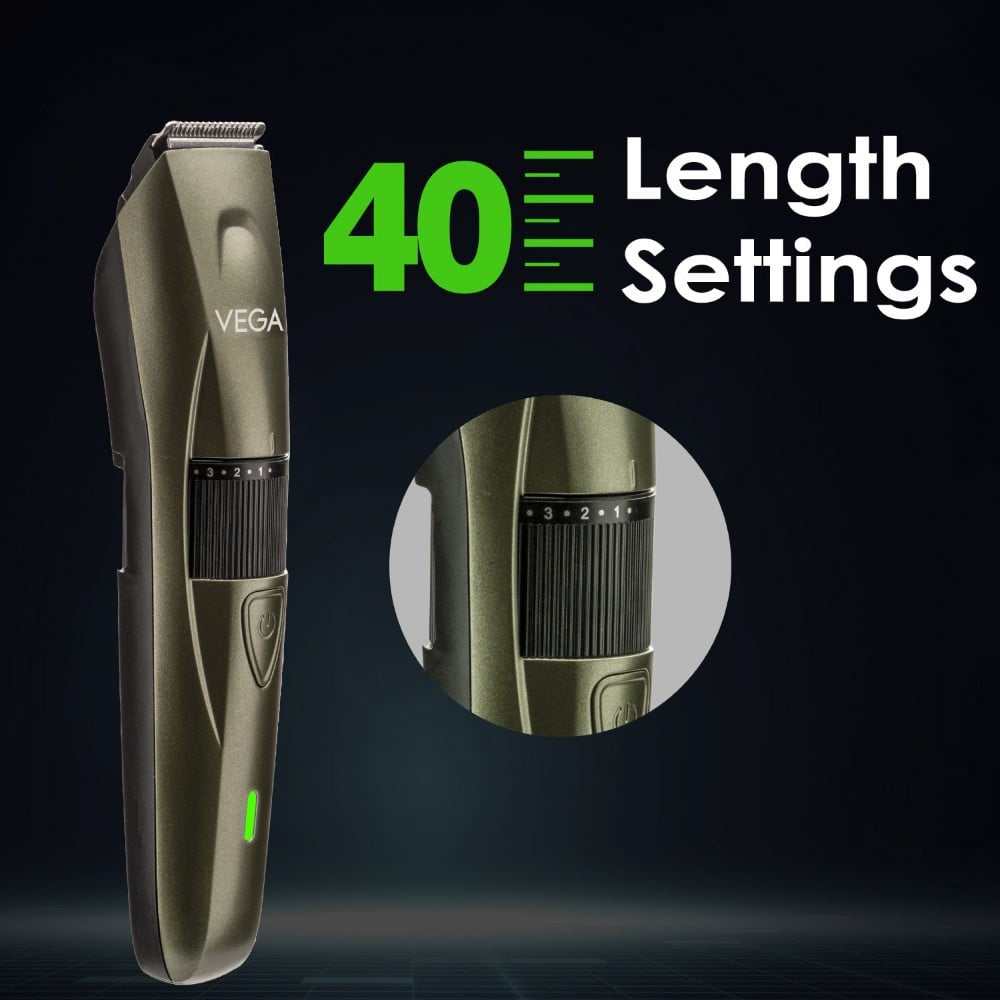 Vega P1 Battery Powered Beard Trimmer (160 mins Runtime, VHTH-25) (Green) : 1 unit