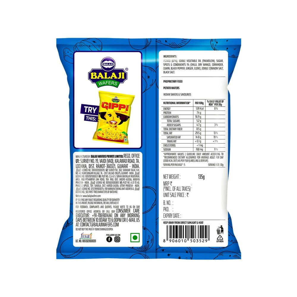 Balaji Crunchem Masala Masti Wafers : 135 g