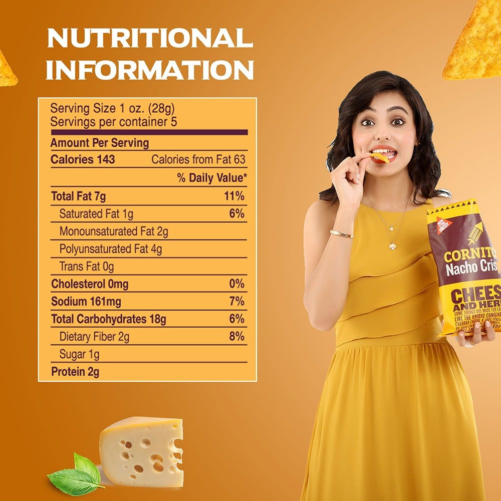 Cornitos Cheese & Herbs Nachos - Pack of 2 : 2 x 75 g