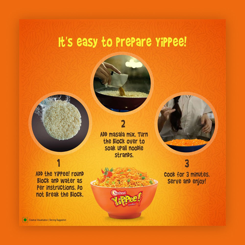 Yippee Magic Masala Instant Noodles with Added Veggies (240 g) - Pack of 2 : 2 x 240 g