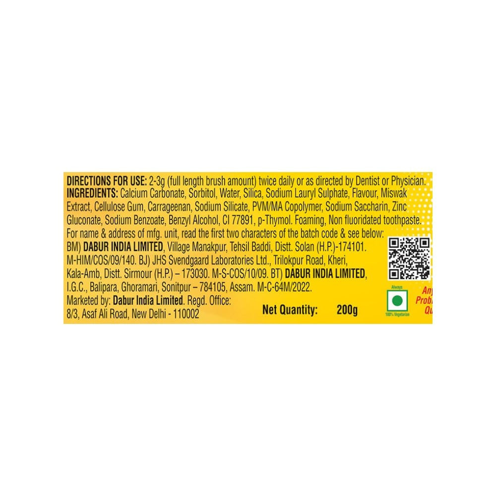 Dabur Meswak Complete Tooth & Gum Care Herbal Toothpaste : 200 g