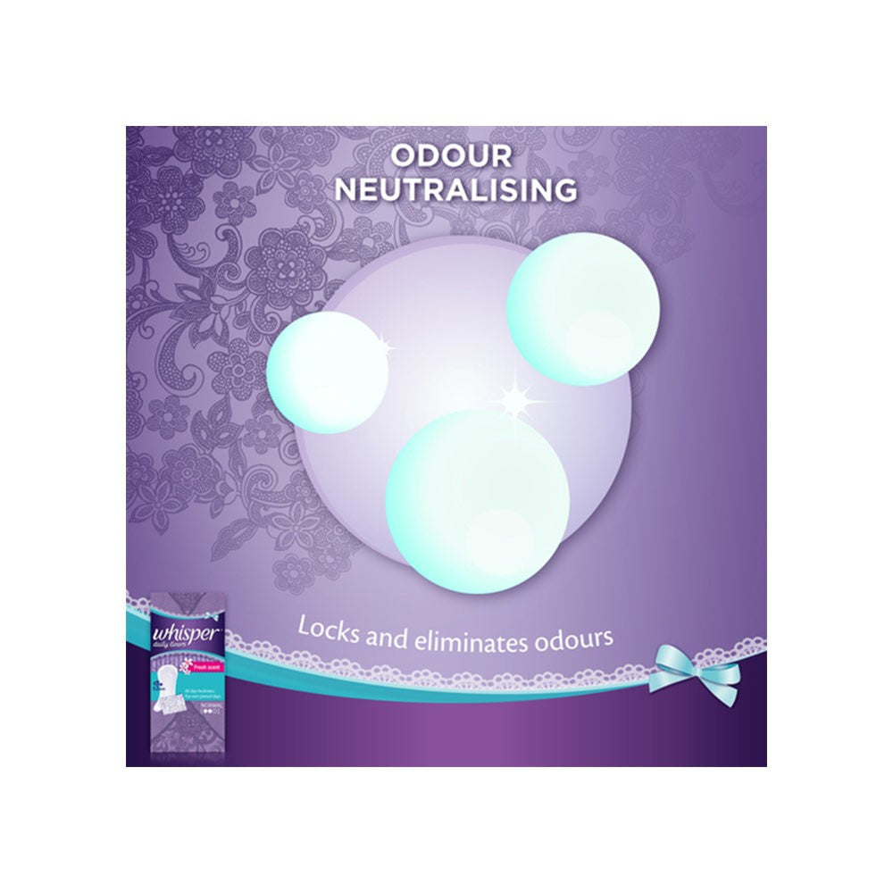 Whisper Ultra Upto No Gap No Leaks Sanitary Pads (XL) + Daily Liners Clean & Fresh Panty Liners Combo : 15 pieces + 20 pieces