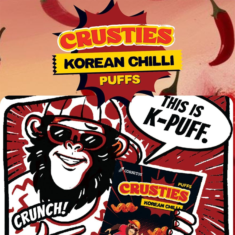 Cornitos Crusties Korean Chilli Puffs - Pack of 3 : 3 x 62 g
