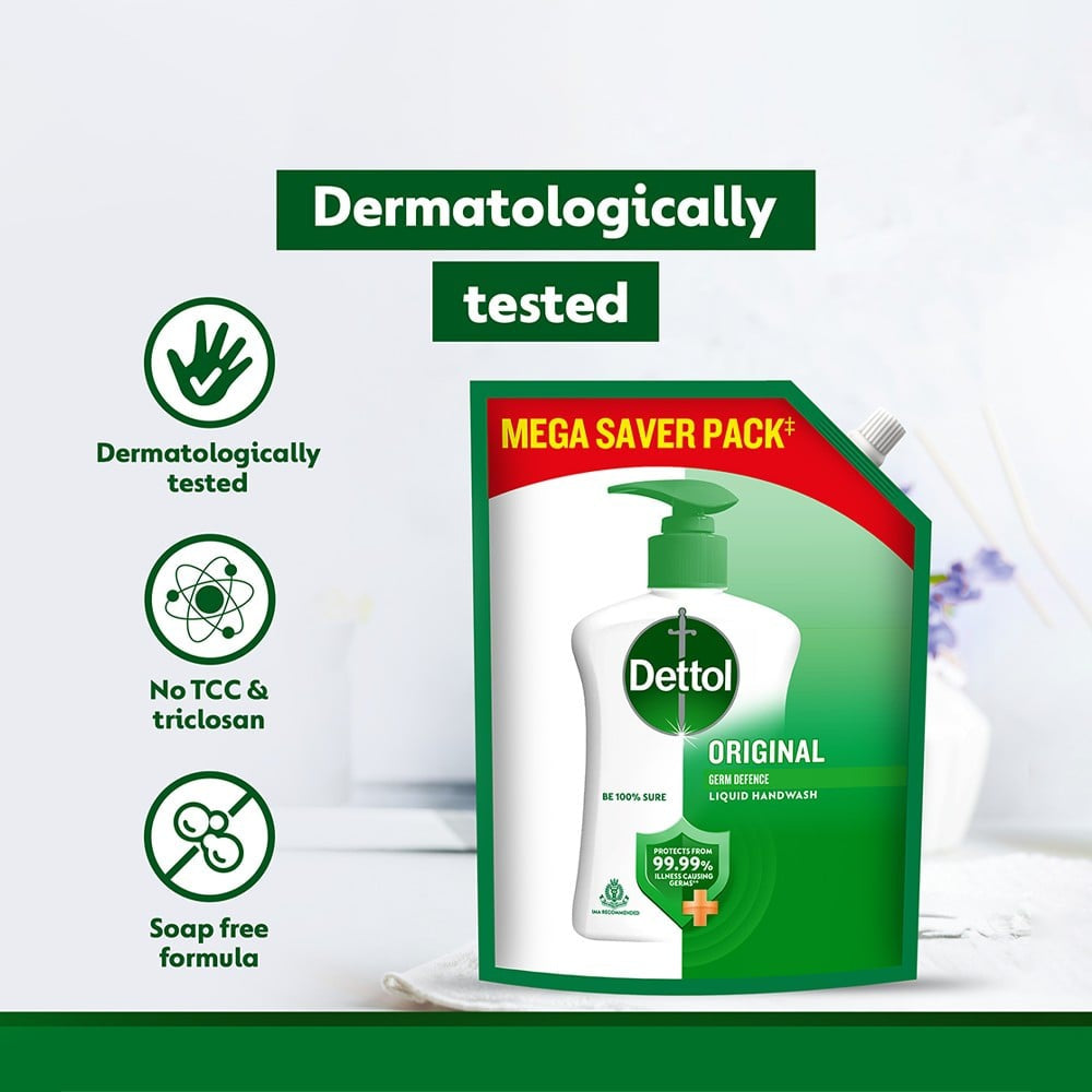 Dettol Liquid Hand Wash Refill Pouch (Original Germ Protection) : 1.35 ltr