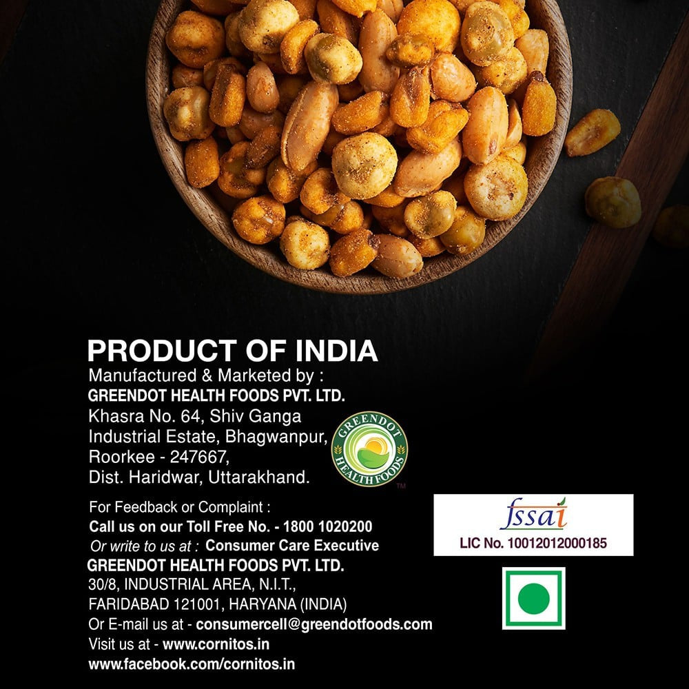Cornitos Pop n Crunch Party Nut Mix - Salted Peanuts, Corn Nut & Coated Green Peas - Pack of 2 : 2 x 180 g
