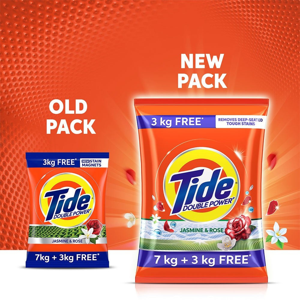Tide Plus Detergent Powder Jasmine & Rose - with Free Detergent Powder - 3 kg : 7 kg + 3 kg