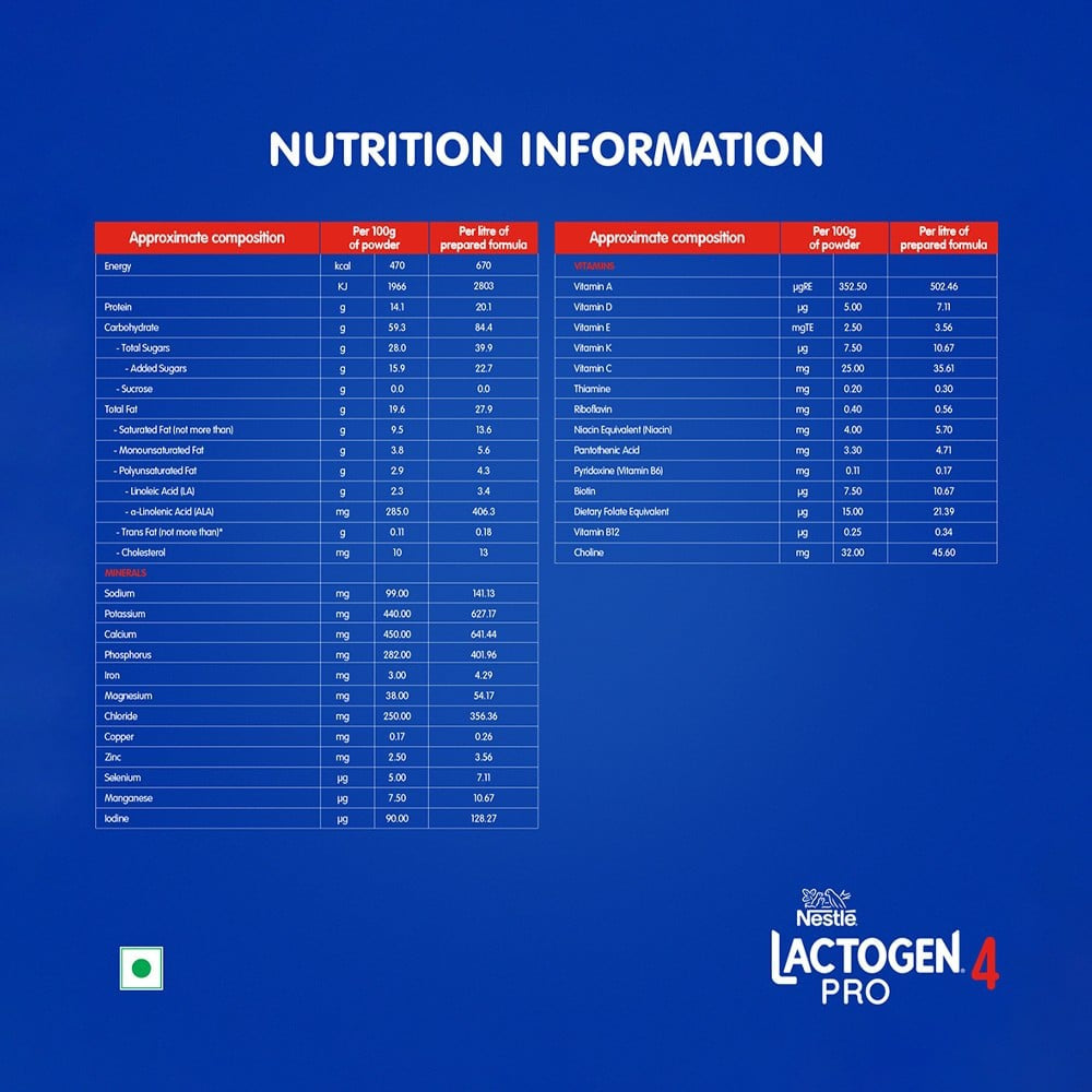 Nestle Lactogen Pro 4 Follow up Formula (After 18 Months Up to 24 Months) : 400 g