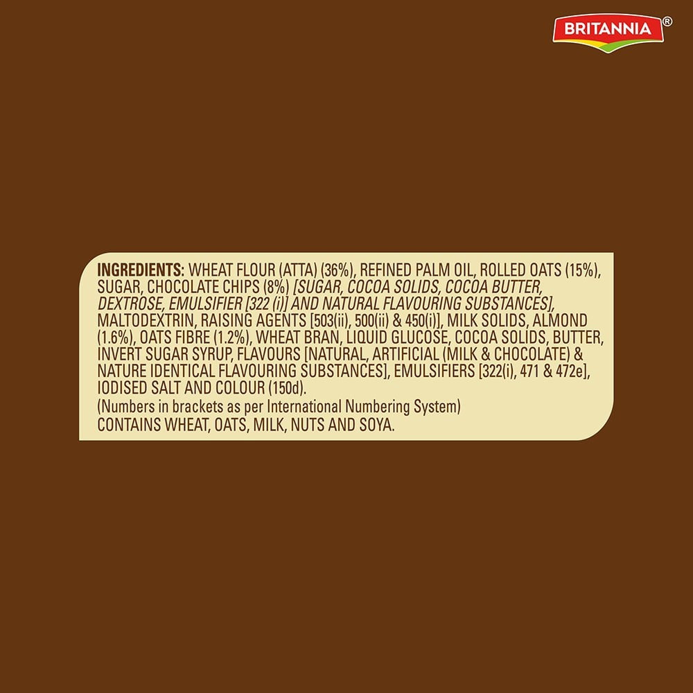 Britannia NutriChoice Oats Chocolate & Almond Biscuit (0% Maida) : 75 g