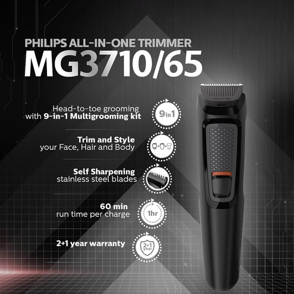 Philips MG3710/65 Multi Grooming Trimmer (Black, MG3710/65) : 1 unit