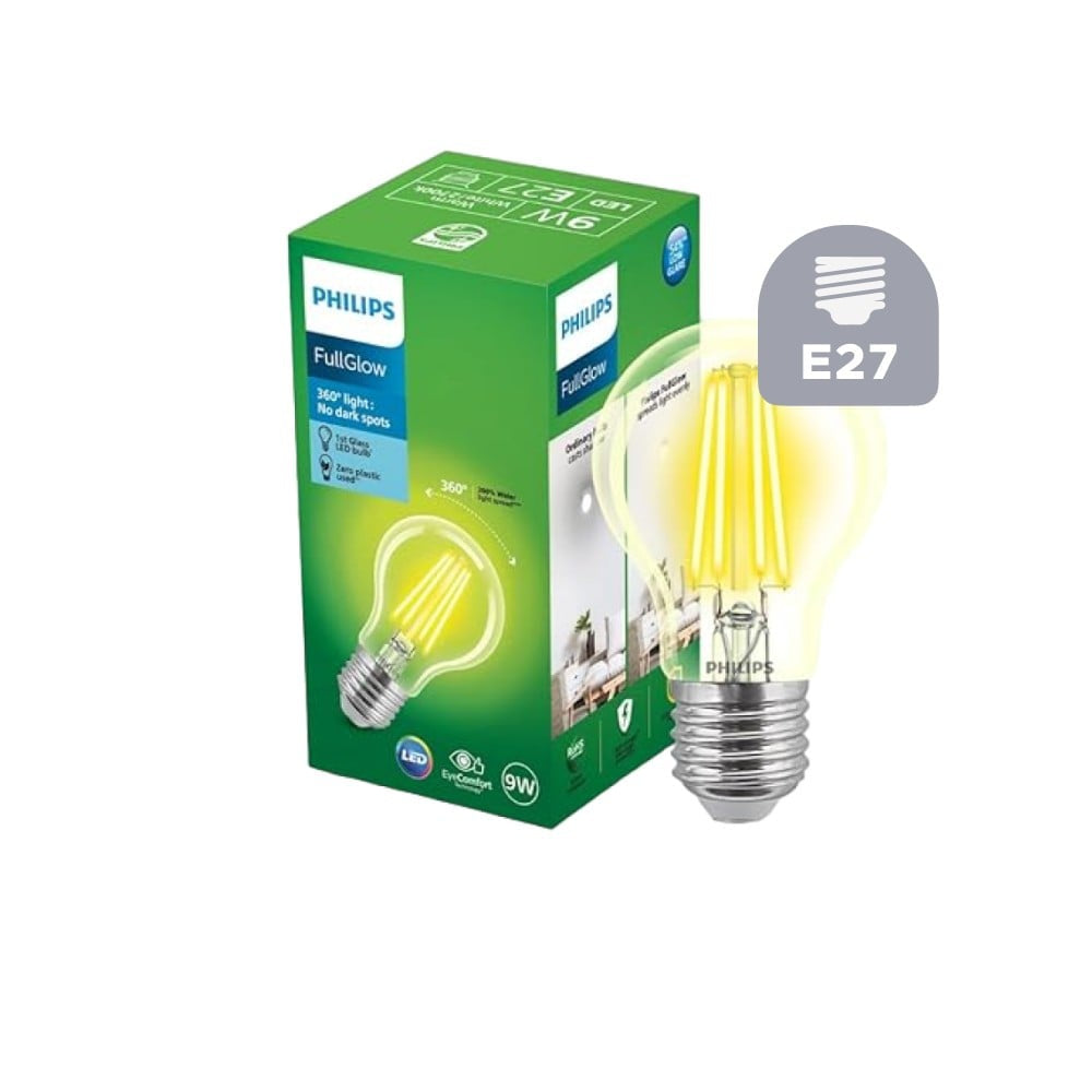 Philips Full Glow Clear Glass 9W LED Bulb (Warm White) : 1 unit