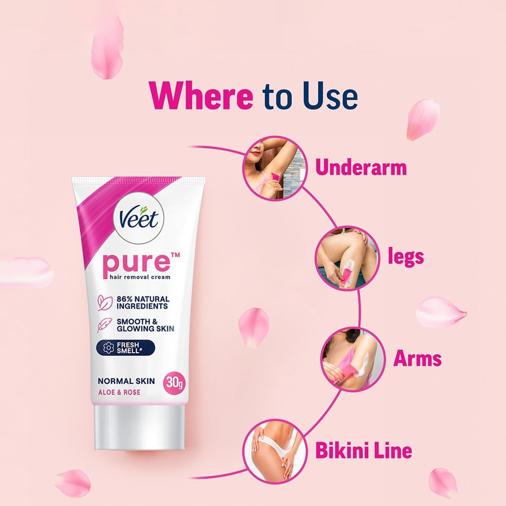 Veet Aloe & Rose Normal Skin Hair Removal Cream : 30 g