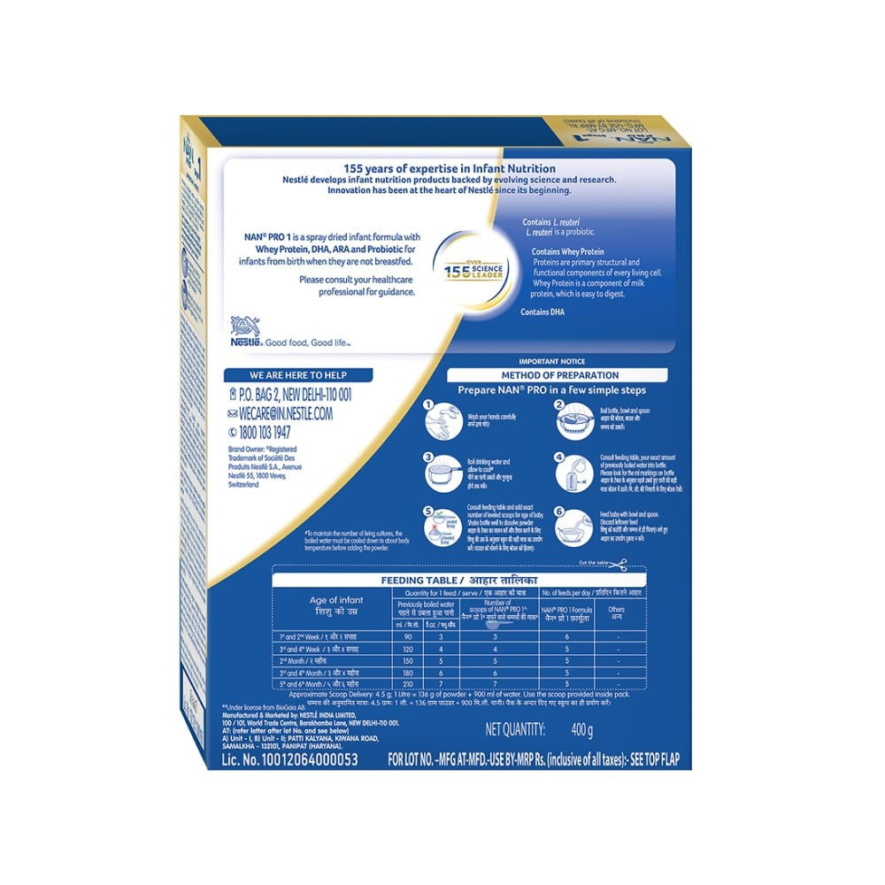Nestle NAN PRO Stage 1 Infant Formula (Up To 6 Months) : 400 g