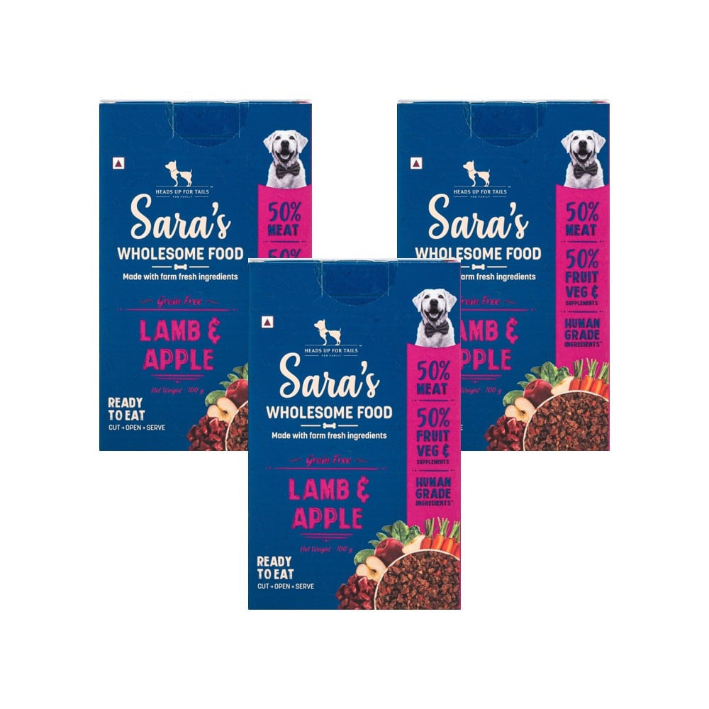 HUFT Sara's Wholesome Grain-Free Lamb & Apple Dog Food - Pack of 3 : 3 x 100 g