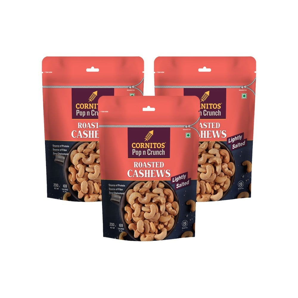 Cornitos Pop n Crunch Roasted Cashew (Lightly Salted) - Pack of 3 : 3 x 200 g