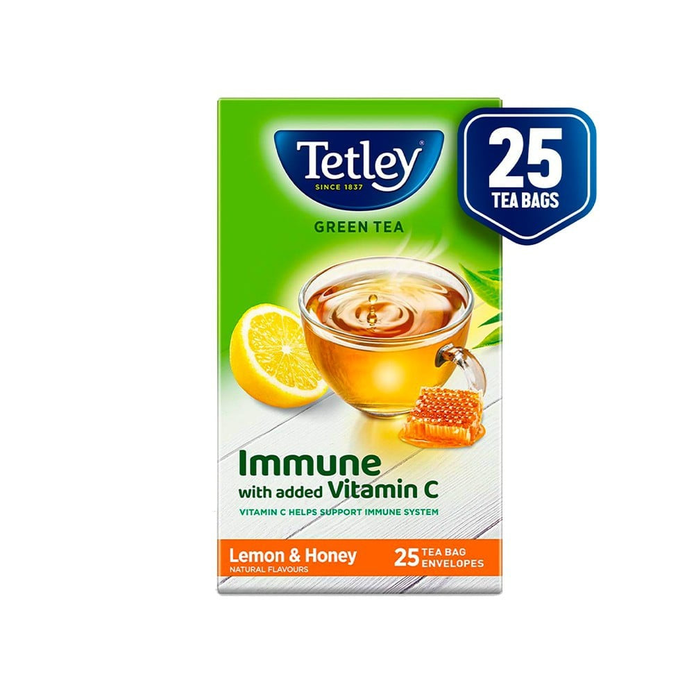 Tetley Lemon & Honey Green Tea Bags : 25 pieces