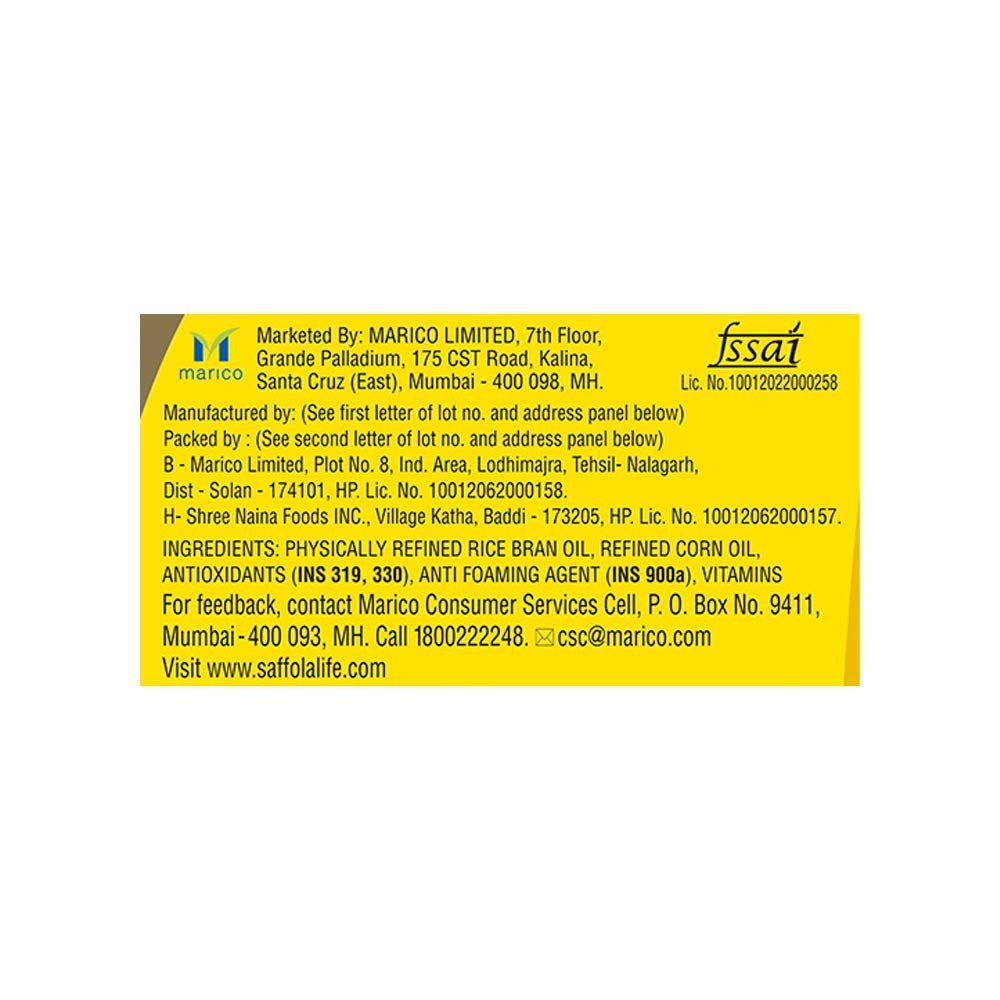 Saffola Gold Power of 3 Refined Blended Cooking Oil - Pack of 3 : 3 x 1 ltr