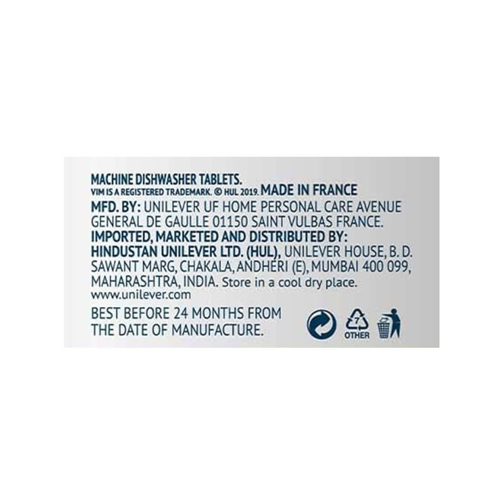 Vim All-In-One Dishwasher Tablet Removes Tough Indian Grease : 1 pack (30 pcs)