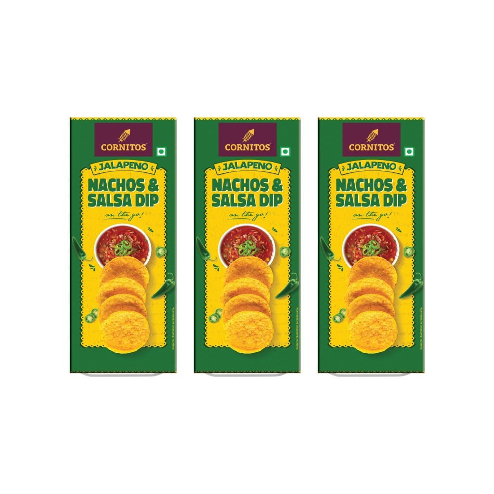 Cornitos Crisps Jalapeno Nachos & Salsa Dip - Pack of 3 : 3 x 70 g