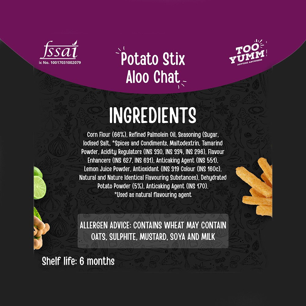 Too Yumm Baked Potato Stix Aloo Chaat Crisps - Buy 2 Get 1 Free : 2 x 70 g + 1 x 70 g