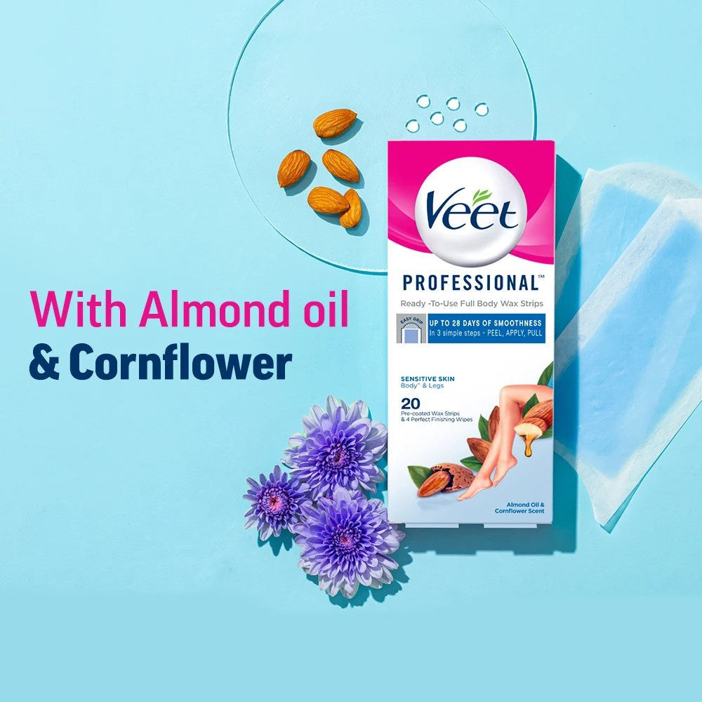 Veet Professional Wax Strips (For Sensitive Skin) : 1 pack (8 pieces)