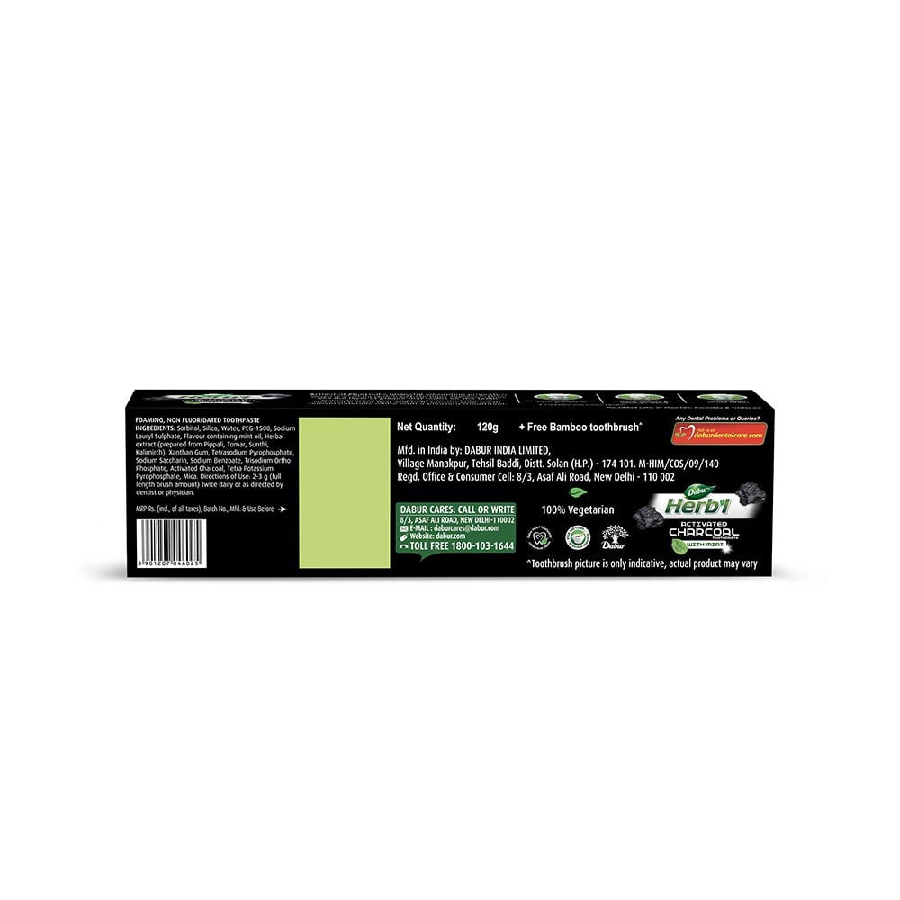 Dabur Herbs Activated Charcoal Herbal Toothpaste With Mint : 120 g