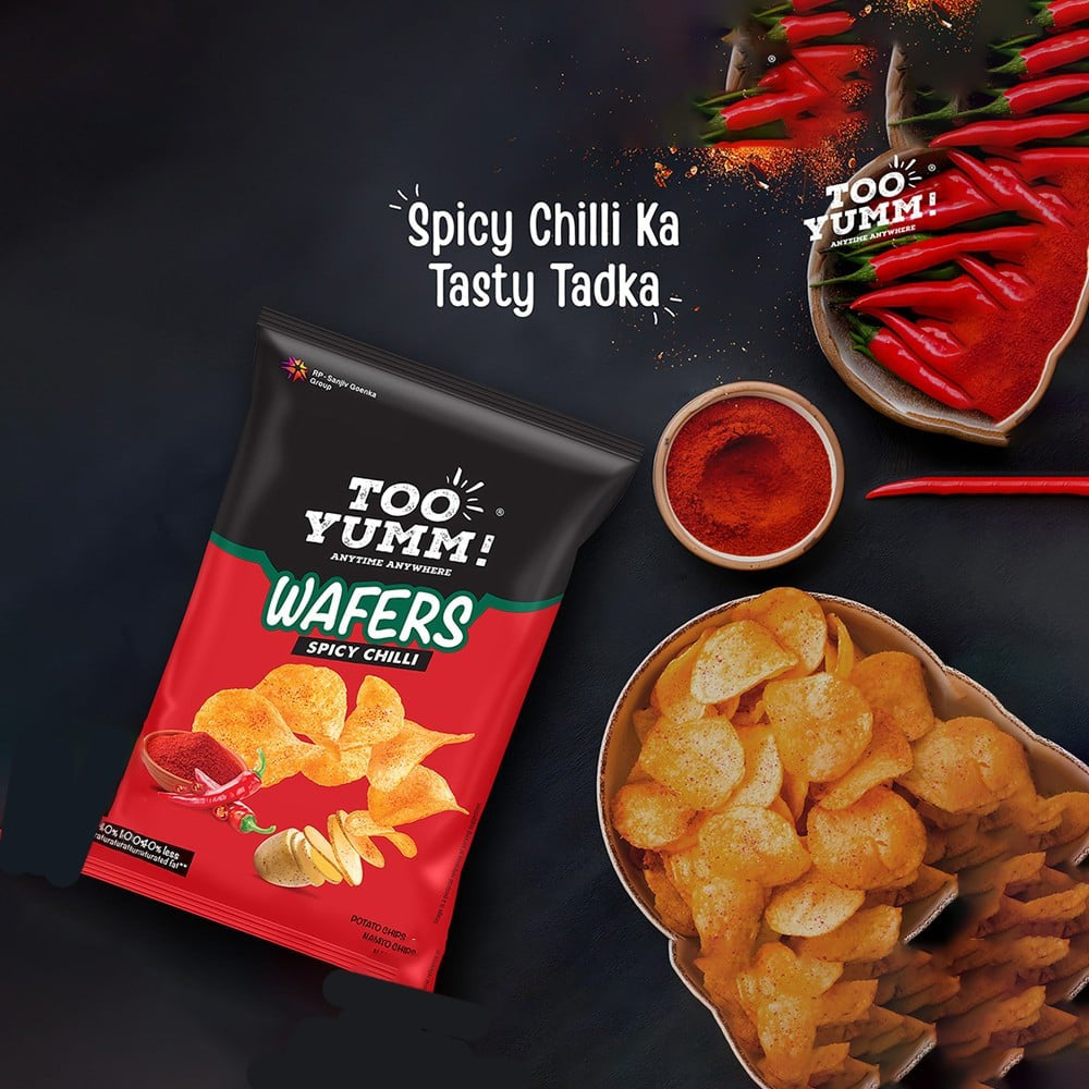 Too Yumm Spicy Chilli Wafers Potato Chips - Pack of 3 : 3 x 82 g