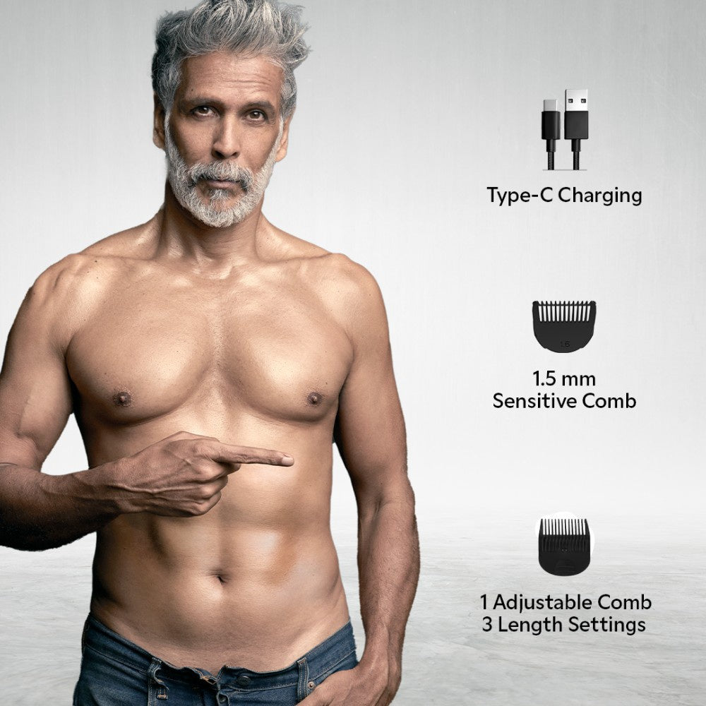Zlade Ballistic Pro Waterproof Male Body Trimmer with Ceramic Blades (Black, 5W) : 1 unit