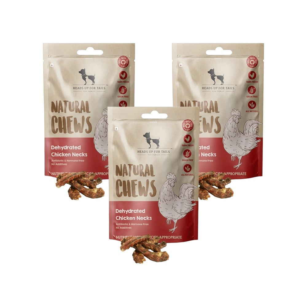HUFT Dehydrated Chicken Neck Dog Treat - Pack of 3 : 3 x 70 g