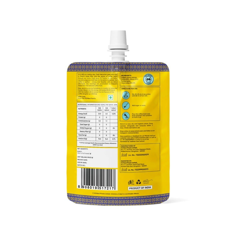 VS Mani & Co. Easy Filter Coffee Decoction : 100 ml