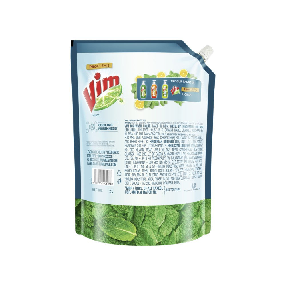 Vim Anti Smell Dishwash Gel With Pudina : 2 ltr