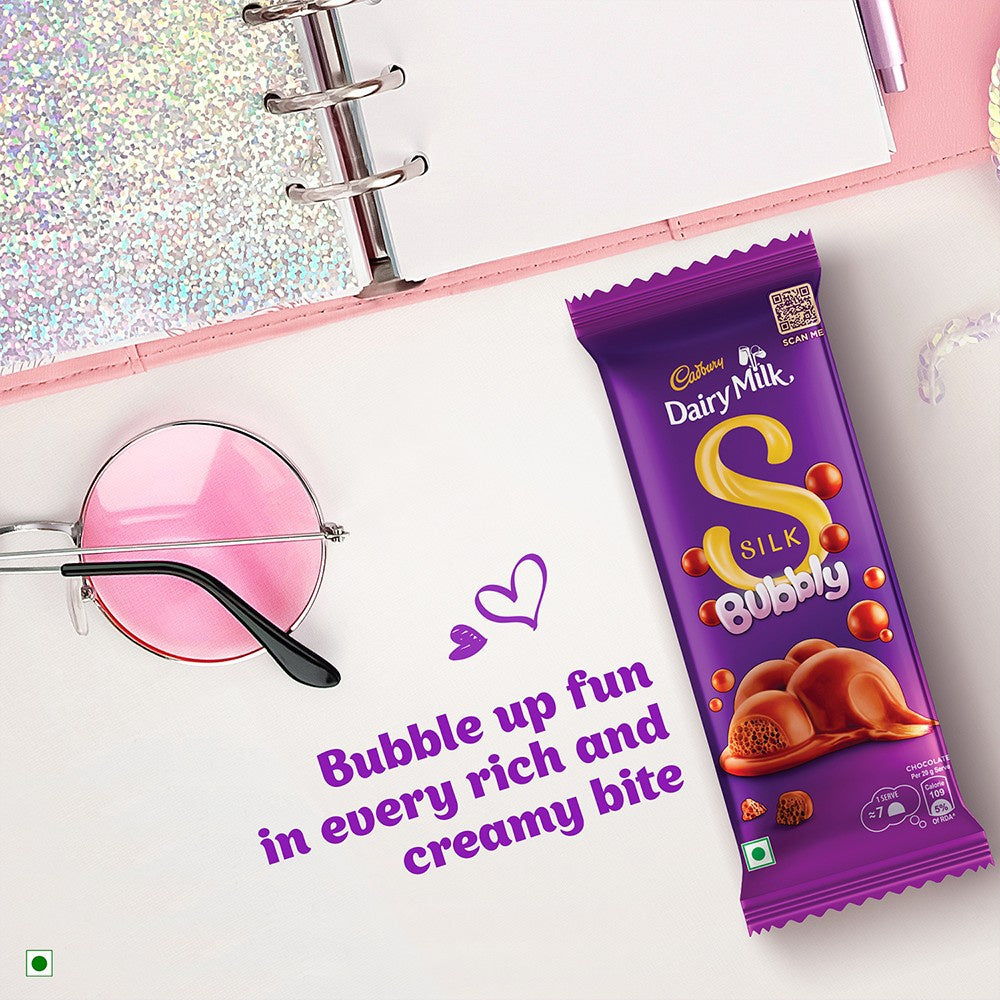 Cadbury Dairy Milk Silk Bubbly Milk Chocolate Bar : 50 g