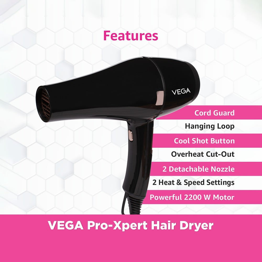Vega Pro-Xpert Hair Dryer, VHDP-03 (Black, 2200W) : 1 unit