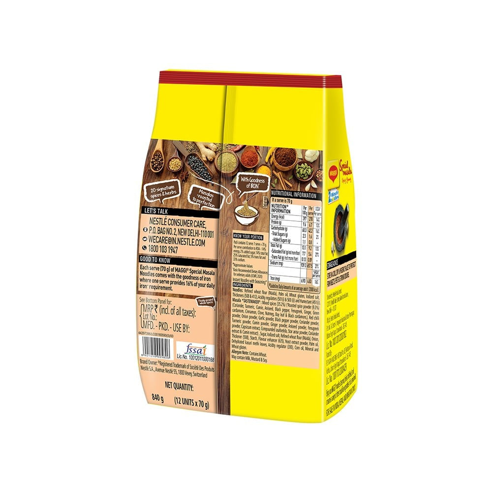 Maggi Special Masala Spicy Instant Noodles - Pack of 12 : 12x70 g