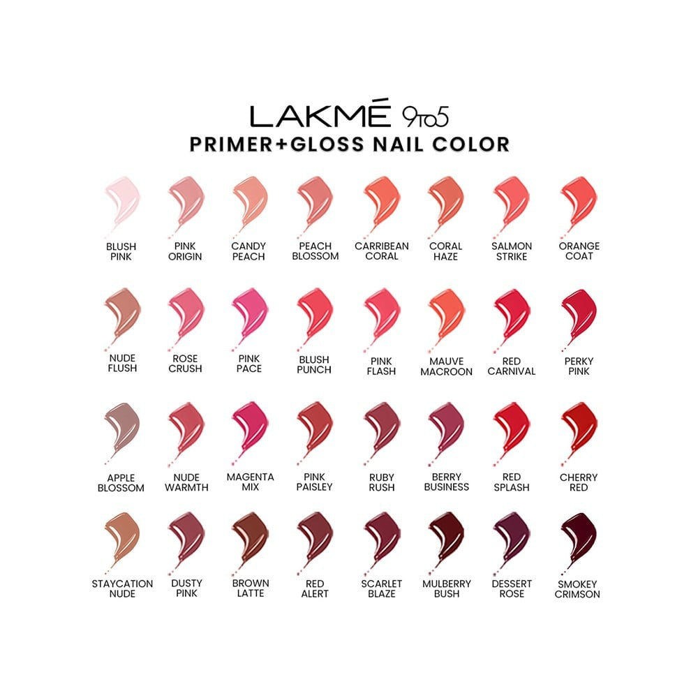 Lakme 9To5 Primer + Gloss Pink Pace Nail Paint (Pink Pace) : 6 ml