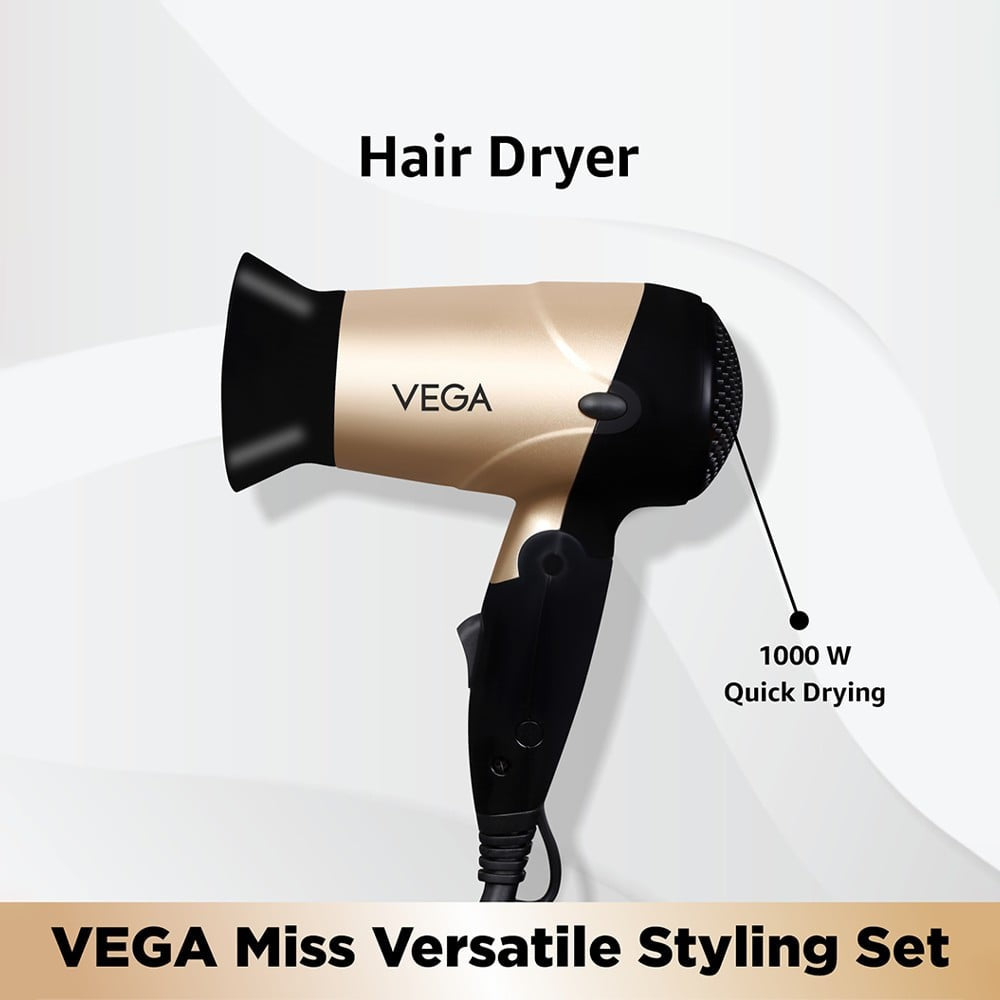 Vega Miss Versatile Hair Styling Kit, VHSS-03 (Black, 1000W) : 3 pieces