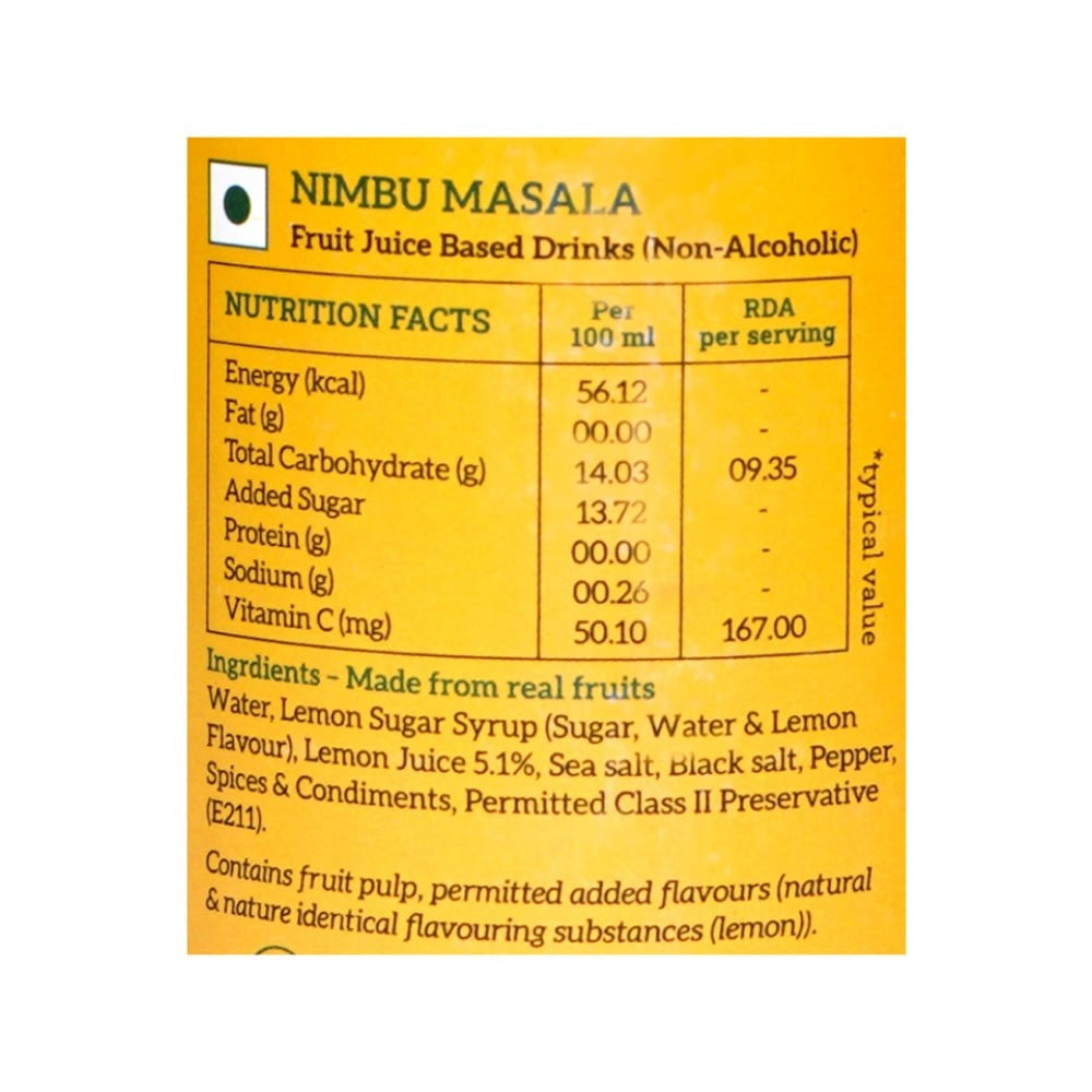 The Original Shikanji Co Nimbu Masala Juice : 200 ml