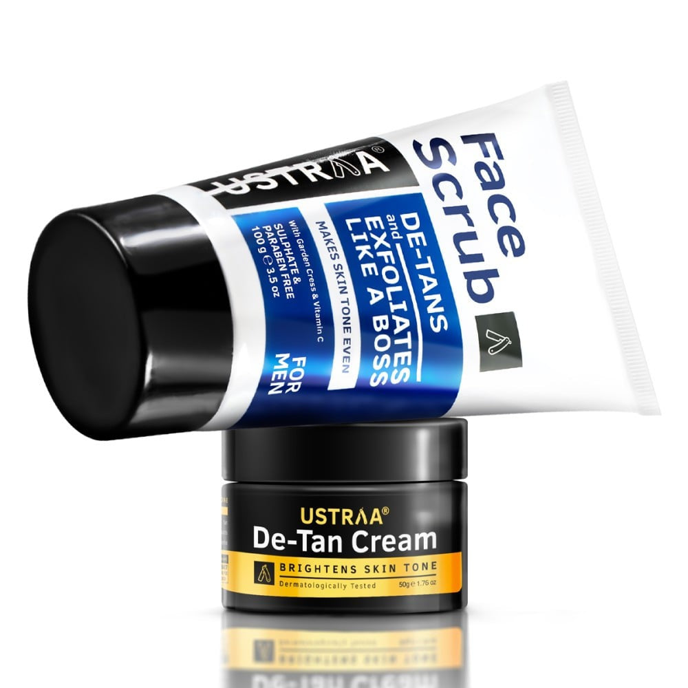 Ustraa De-Tan Face Scrub + De -Tan Face Cream (50 g) Combo : 100 g + 50 g