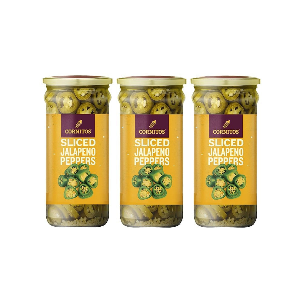 Cornitos Sliced Jalapeno Peppers - Pack of 3 : 3 x 370 ml