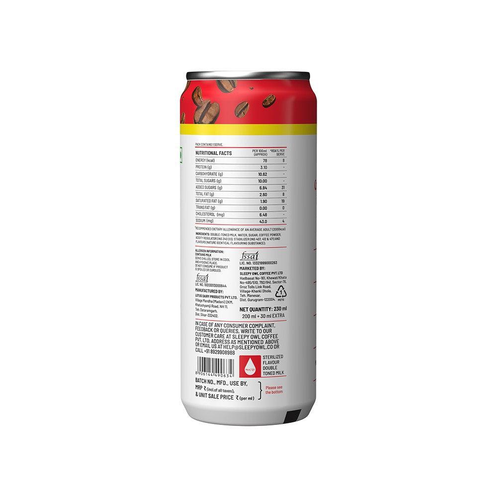 Sleepy Owl Classic Cold Coffee Can - Pack of 3 : 3 x 200 ml