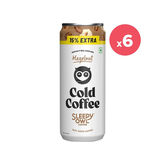 Sleepy Owl Hazelnut Cold Coffee Can - Pack of 6 : 6 x 200 ml