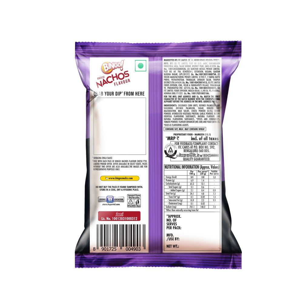 Bingo Mad Angles Cheese Nachos : 42 g