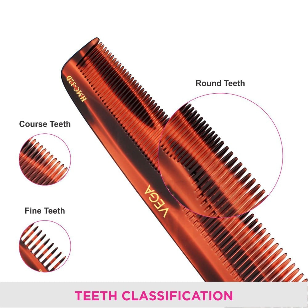 Vega Graduated Dressing Hair Comb (Orange, Black) : 1 piece