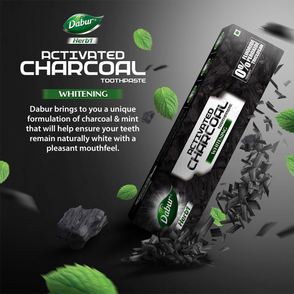 Dabur Herbs Activated Charcoal Herbal Toothpaste With Mint : 120 g
