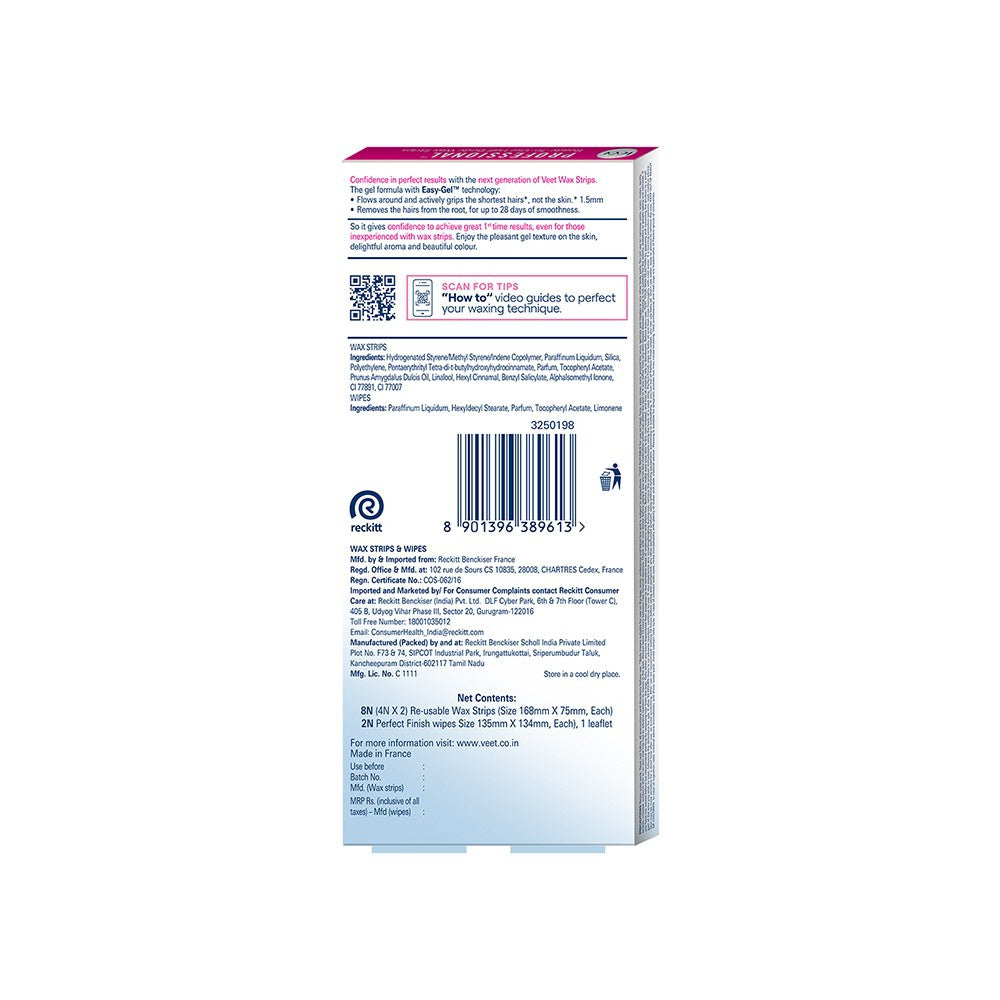 Veet Professional Wax Strips (For Sensitive Skin) : 1 pack (8 pieces)