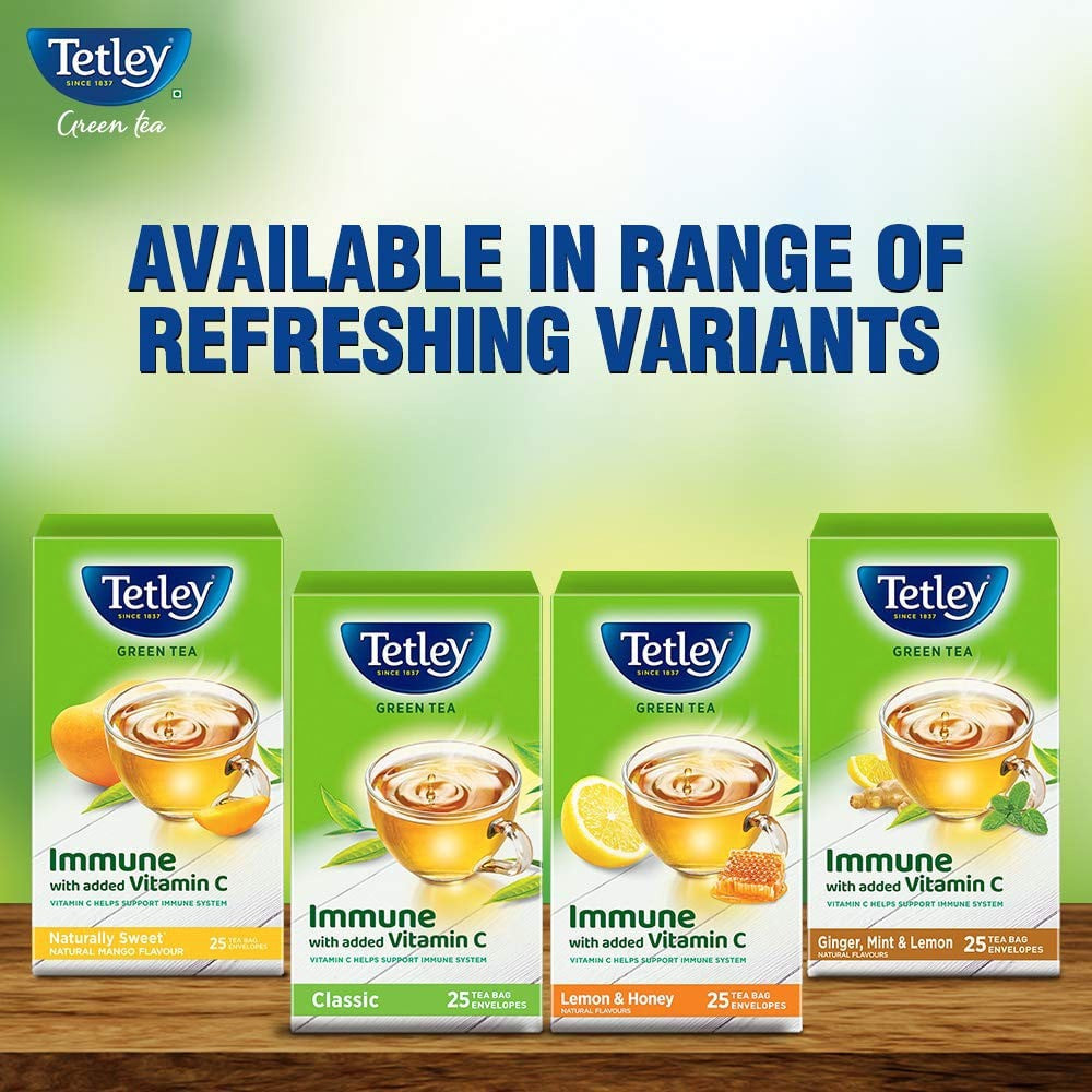 Tetley Lemon & Honey Green Tea Bags - Pack of 2 : 2 x 25 pieces