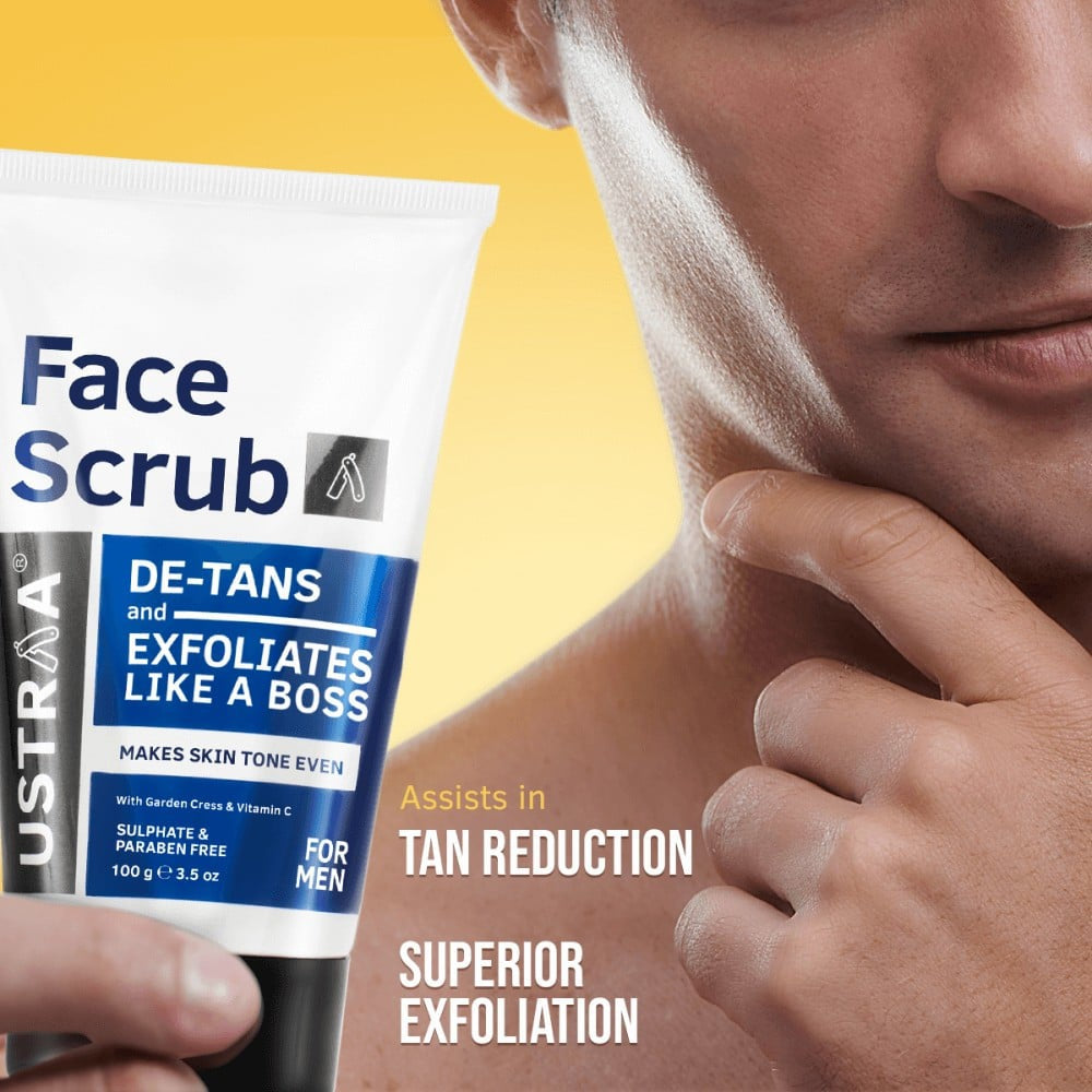 Ustraa De-Tan Face Scrub + De -Tan Face Cream (50 g) Combo : 100 g + 50 g